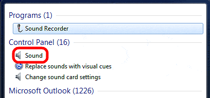 Windows 7 Search, Sound